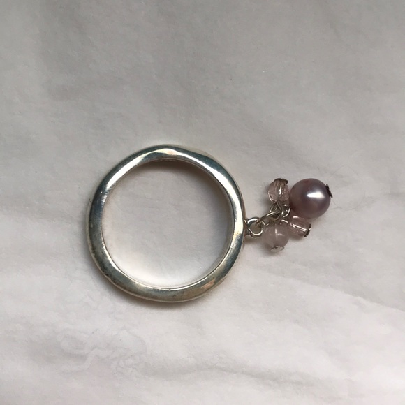 BCBG pink pearl, rose quartz, & crystal ring - Picture 4 of 8